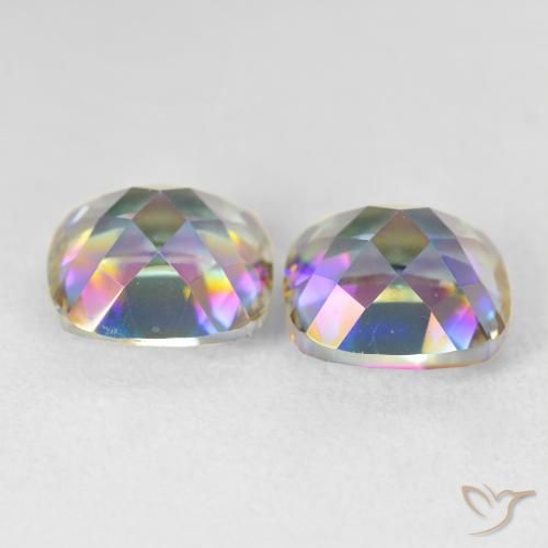 Pedras preciosas de Quartzo Místico Multicolorido natural de 8.31 ct, Almofada, VVS