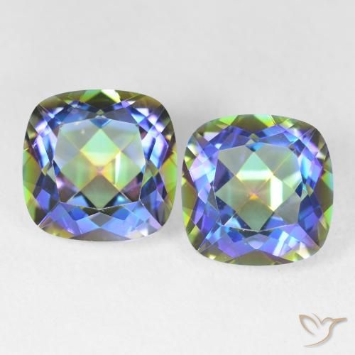 8.45ctw Natural Multicolorido Quartzo Místico, Almofada, VVS