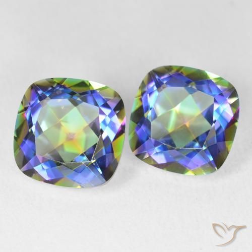 Pedras preciosas de Quartzo Místico Multicolorido natural de 8.45 ct, Almofada, VVS