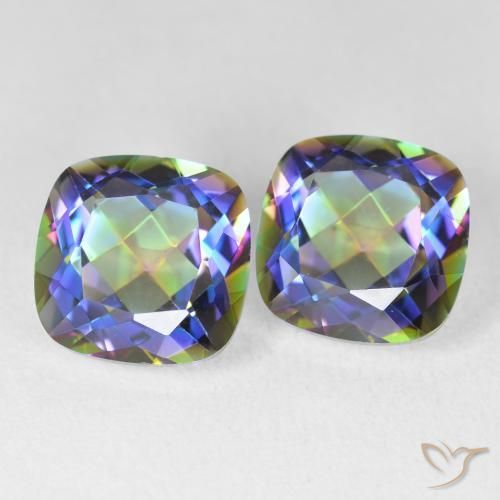 Pedras preciosas de Quartzo Místico Multicolorido natural de 8.40 ct, Almofada, VVS