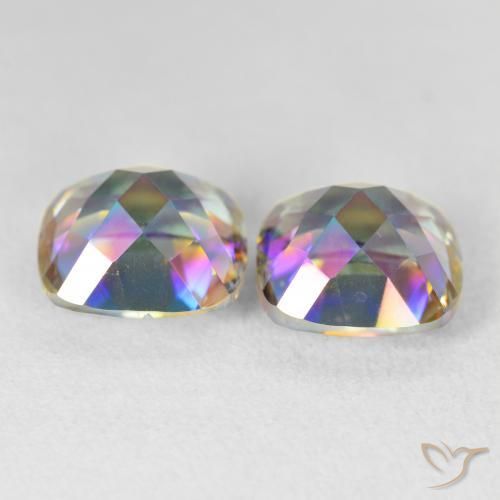 Pedras preciosas de Quartzo Místico Multicolorido natural de 8.40 ct, Almofada, VVS