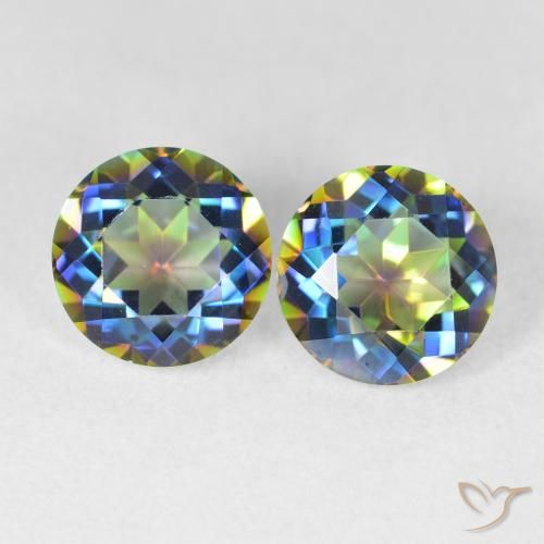 3.84ctw Natural Multicolorido Quartzo Místico, Redondo, VVS
