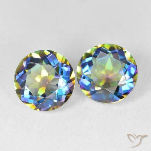 Pedras preciosas de Quartzo Místico Multicolorido natural de 3.84 ct, Redondo, VVS