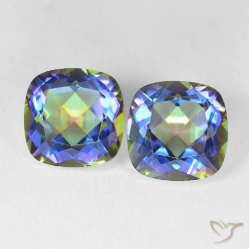 8.64ctw Natural Multicolorido Quartzo Místico, Almofada, VVS