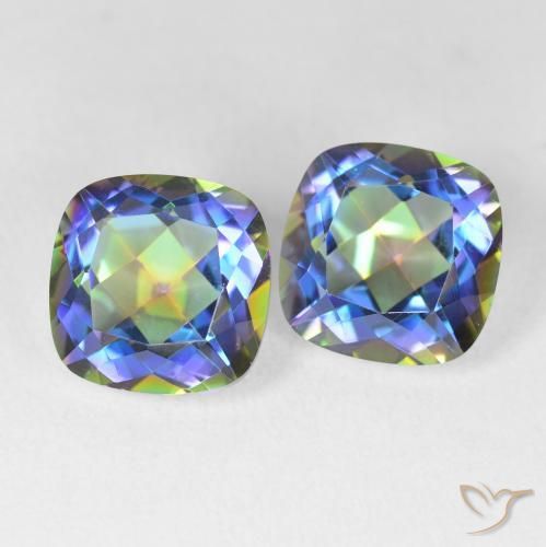Pedras preciosas de Quartzo Místico Multicolorido natural de 8.64 ct, Almofada, VVS