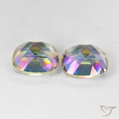 Pedras preciosas de Quartzo Místico Multicolorido natural de 8.64 ct, Almofada, VVS