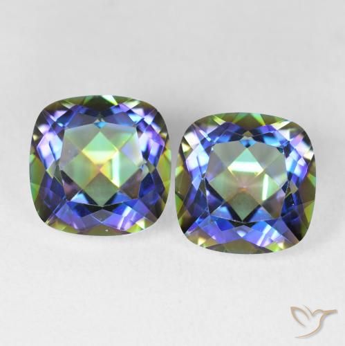 8.51ctw Natural Multicolorido Quartzo Místico, Almofada, VVS