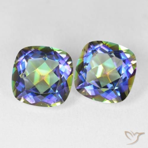 Pedras preciosas de Quartzo Místico Multicolorido natural de 8.51 ct, Almofada, VVS