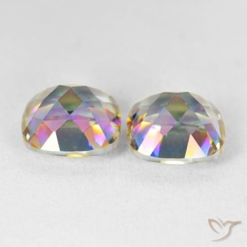 Pedras preciosas de Quartzo Místico Multicolorido natural de 8.51 ct, Almofada, VVS