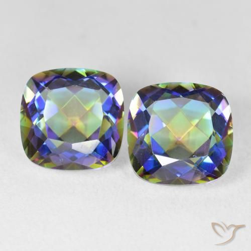 8.51ctw Natural Multicolorido Quartzo Místico, Almofada, VVS