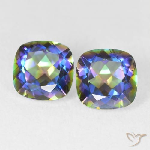Pedras preciosas de Quartzo Místico Multicolorido natural de 4.05 ct, Almofada cortada, VVS