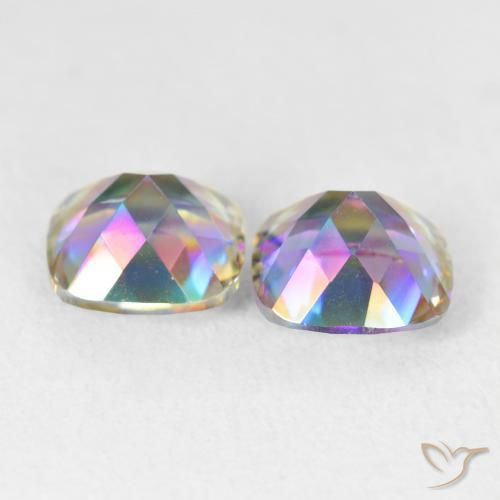Pedras preciosas de Quartzo Místico Multicolorido natural de 4.05 ct, Almofada cortada, VVS