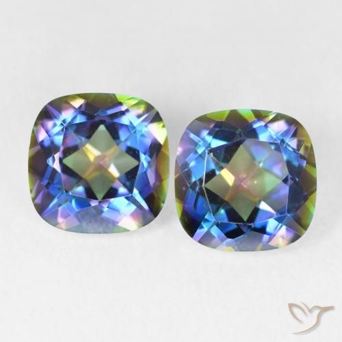 4.21ctw Natural Multicolorido Quartzo Místico, Almofada, VVS