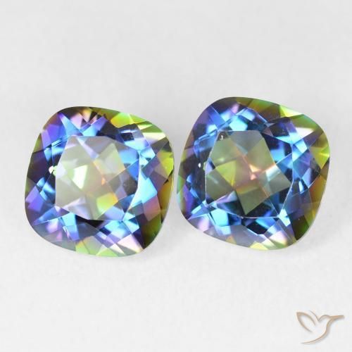 Pedras preciosas de Quartzo Místico Multicolorido natural de 4.21 ct, Almofada, VVS