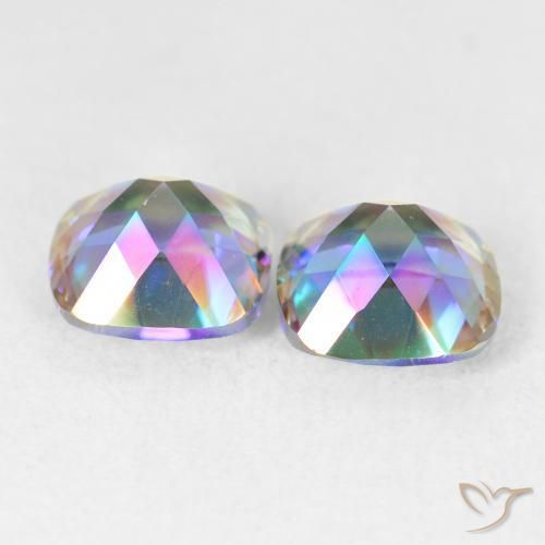 Pedras preciosas de Quartzo Místico Multicolorido natural de 4.21 ct, Almofada, VVS