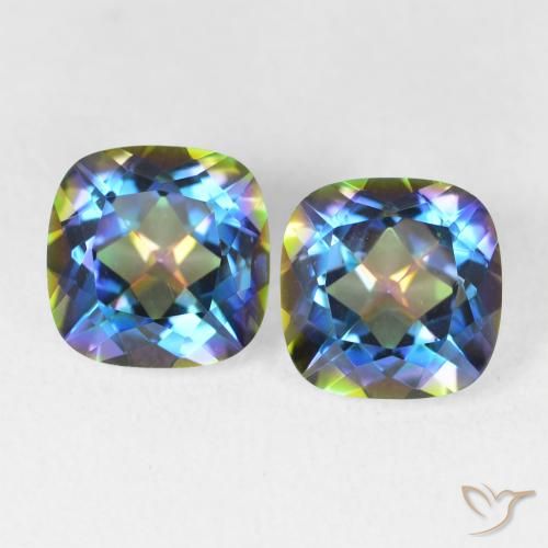 4.20ctw Natural Multicolorido Quartzo Místico, Almofada, VVS