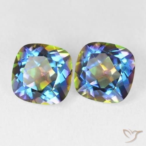 Pedras preciosas de Quartzo Místico Multicolorido natural de 4.20 ct, Almofada, VVS
