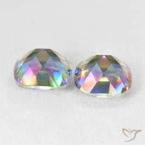 Pedras preciosas de Quartzo Místico Multicolorido natural de 4.20 ct, Almofada, VVS