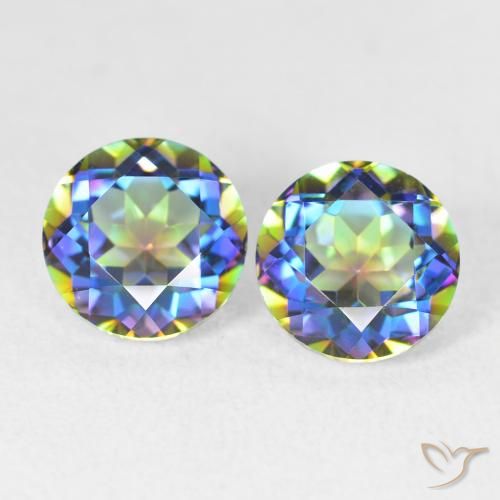 3.99ctw Natural Multicolorido Quartzo Místico, Redondo, VVS