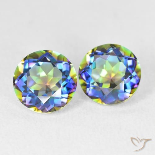 Pedras preciosas de Quartzo Místico Multicolorido natural de 3.99 ct, Redondo, VVS