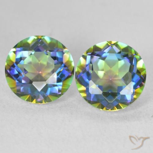3.74ctw Natural Multicolorido Quartzo Místico, Redondo, VVS