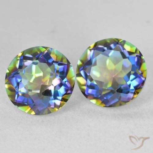 Pedras preciosas de Quartzo Místico Multicolorido natural de 3.74 ct, Redondo, VVS
