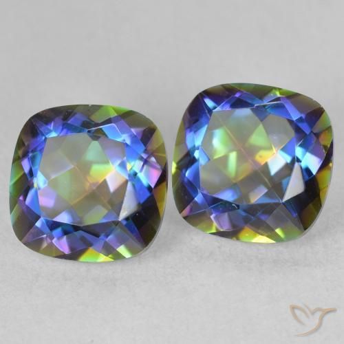 Pedras preciosas de Quartzo Místico Multicolorido natural de 4.14 ct, Almofada, VVS