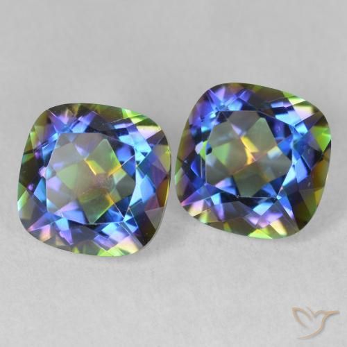 Pedras preciosas de Quartzo Místico Multicolorido natural de 4.15 ct, Almofada, VVS