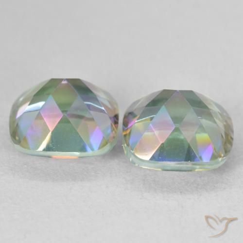 Pedras preciosas de Quartzo Místico Multicolorido natural de 4.15 ct, Almofada, VVS