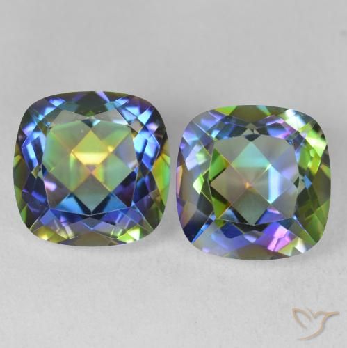 8.53ctw Natural Multicolorido Quartzo Místico, Almofada, VVS