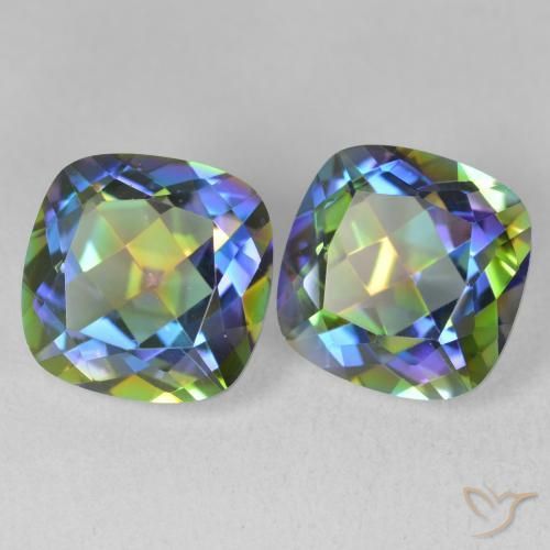 Pedras preciosas de Quartzo Místico Multicolorido natural de 8.53 ct, Almofada, VVS