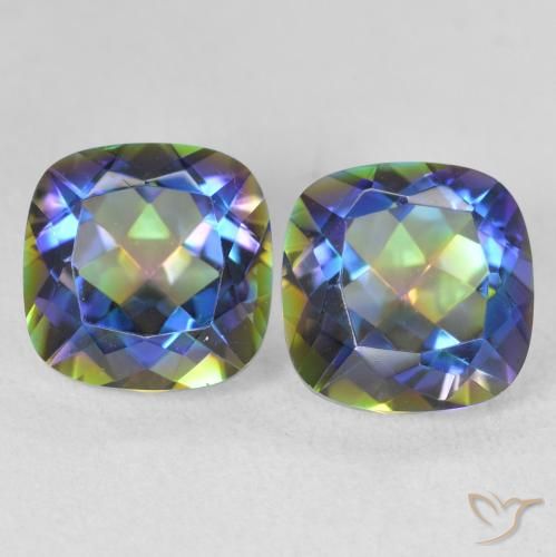 4.17ctw Natural Multicolorido Quartzo Místico, Almofada, VVS