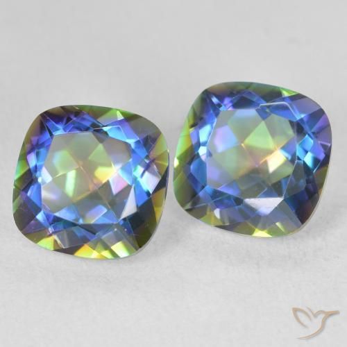 Pedras preciosas de Quartzo Místico Multicolorido natural de 4.17 ct, Almofada, VVS