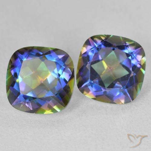 Pedras preciosas de Quartzo Místico Multicolorido natural de 4.15 ct, Almofada, VVS