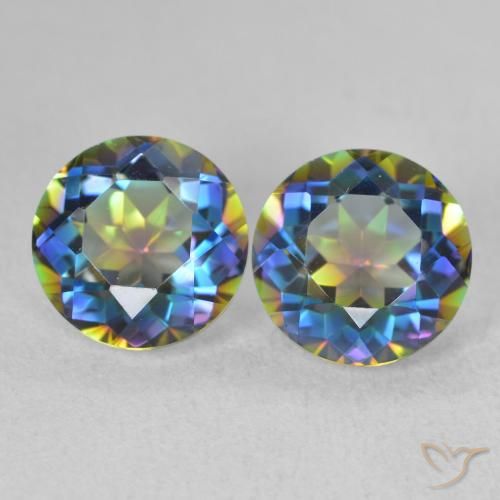 3.88ctw Natural Multicolorido Quartzo Místico, Redondo, VVS