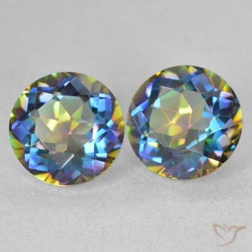 Pedras preciosas de Quartzo Místico Multicolorido natural de 3.88 ct, Redondo, VVS