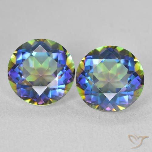 3.94ctw Natural Multicolorido Quartzo Místico, Redondo, VVS