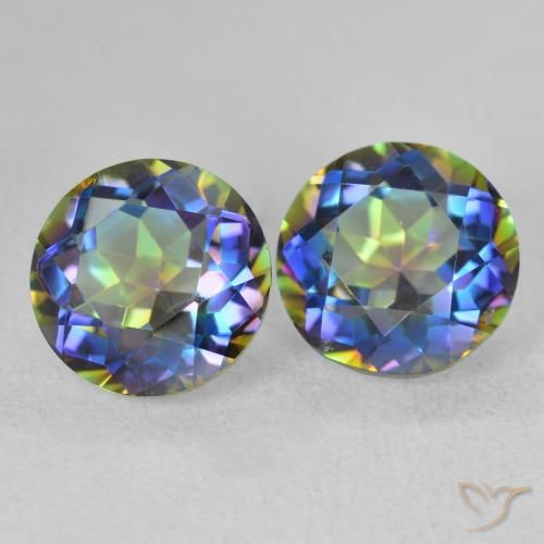 Pedras preciosas de Quartzo Místico Multicolorido natural de 3.94 ct, Redondo, VVS