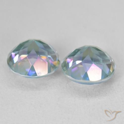 Pedras preciosas de Quartzo Místico Multicolorido natural de 3.94 ct, Redondo, VVS
