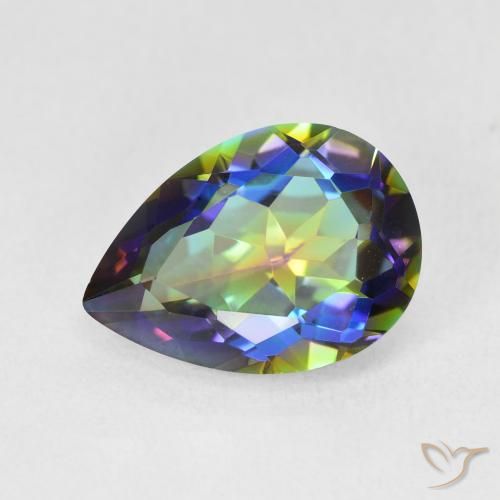 4.82ct Natural Multicolorido Quartzo Místico, Formato de pêra, VVS-VS
