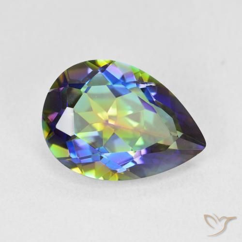Quartzo Místico Multicolorido Natural 4.82ct, Formato de pêra, VVS-VS