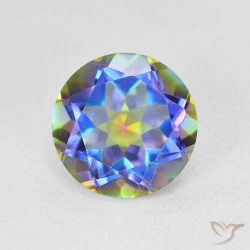 3.67ct Natural Multicolorido Quartzo Místico, Redondo, VVS-VS
