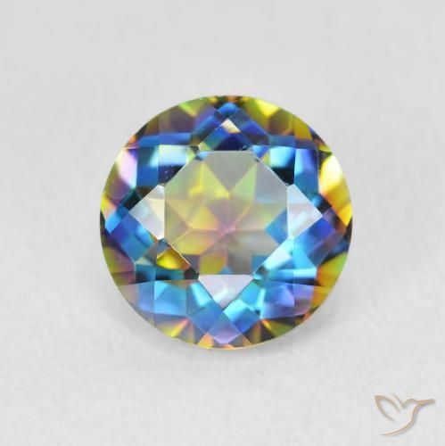 1.99ct Natural Multicolorido Quartzo Místico, Redondo, VVS-VS