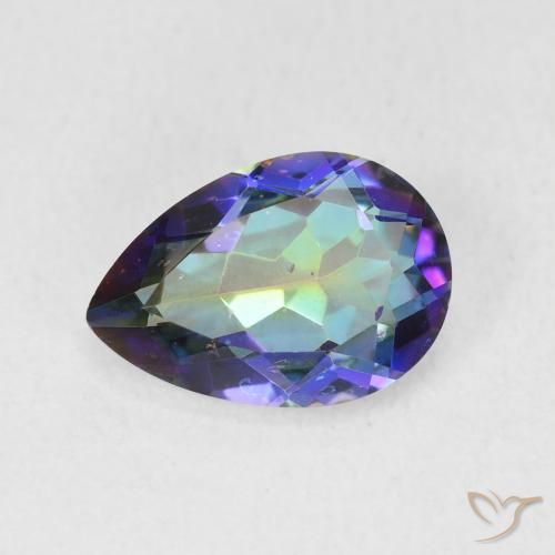 1.66ct Natural Multicolorido Quartzo Místico, Formato de pêra, VS