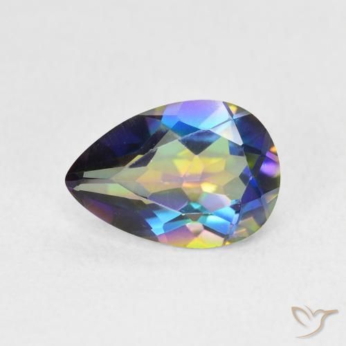 1.82ct Natural Multicolorido Quartzo Místico, Formato de pêra, VS