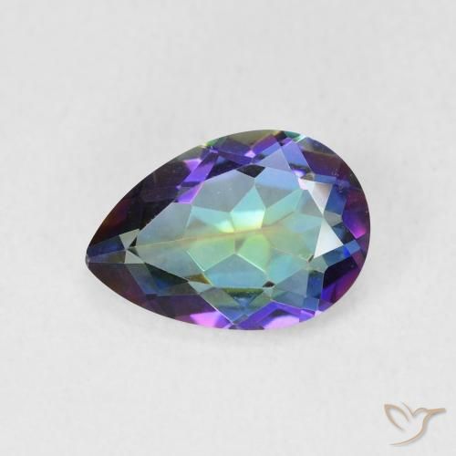 1.82ct Natural Multicolorido Quartzo Místico, Formato de pêra, VS