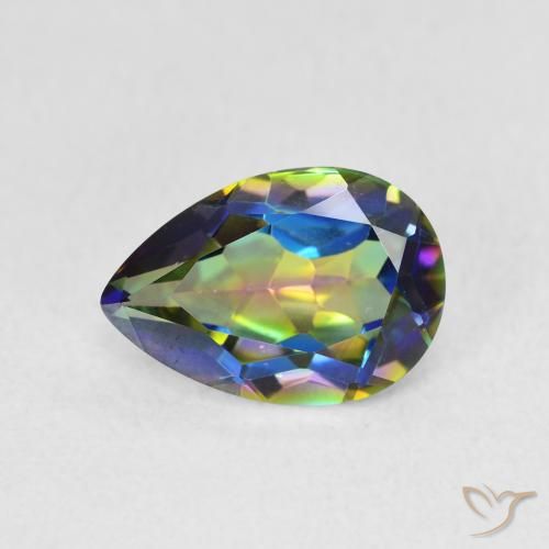 1.89ct Natural Multicolorido Quartzo Místico, Formato de pêra, VVS