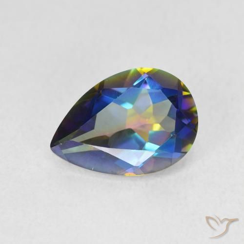 1.75ct Natural Multicolorido Quartzo Místico, Formato de pêra, VVS
