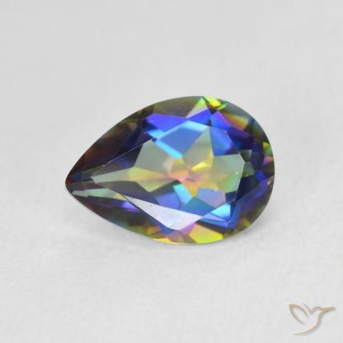 1.78ct Natural Multicolorido Quartzo Místico, Formato de pêra, VVS