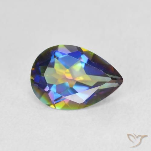 Quartzo Místico Multicolorido Natural 1.78ct, Formato de pêra, VVS